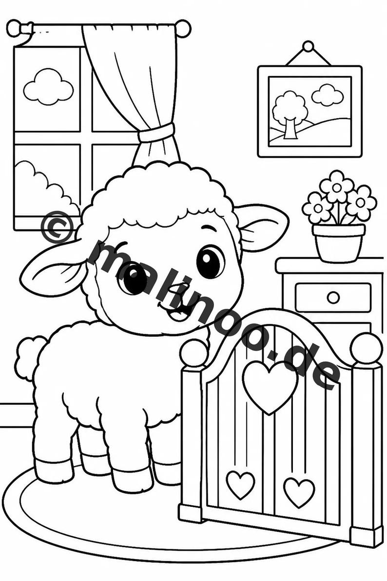 Dierenkleurboek voor kinderen – 50 kleurplaten – PDF-download E1/B1 (DIN-A4) – Cadeau, reisactiviteit, verjaardag, knutselactiviteit afbeelding 11