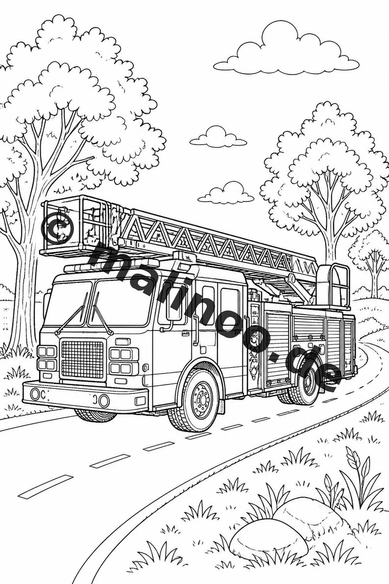 Fire Coloring Book for Kids – 20 Coloring Pages – PDF Download E1/B1 (DIN-A4) – Party Favor, Gift, Children's Birthday Party, Guest Gift image 12