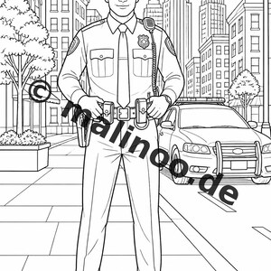 Police Coloring Book for Kids – 20 Coloring Pages – PDF Download E1/B3 (DIN-A4) – Party Favor, Gift, Children's Birthday Party, Party Favor image 3