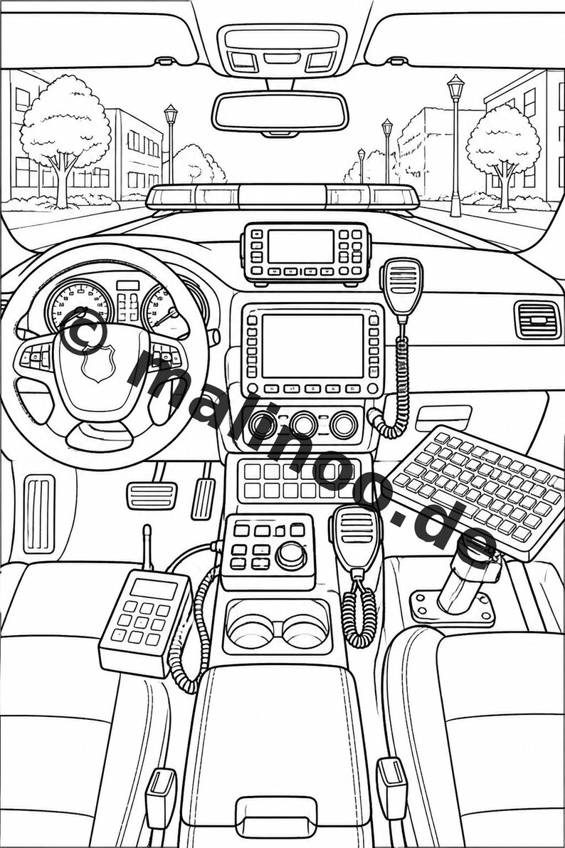 Livre de coloriage Police pour enfants – 50 pages à colorier – Téléchargement PDF E1/B3 (DIN-A4) – Cadeau, activité de voyage, anniversaire, loisirs image 8