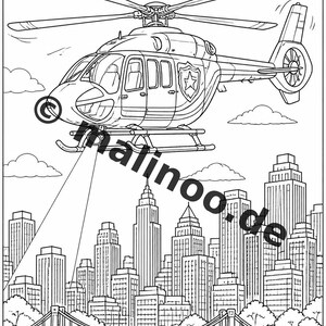 Police Coloring Book for Kids – 20 Coloring Pages – PDF Download E1/B3 (DIN-A4) – Party Favor, Gift, Children's Birthday Party, Party Favor image 9