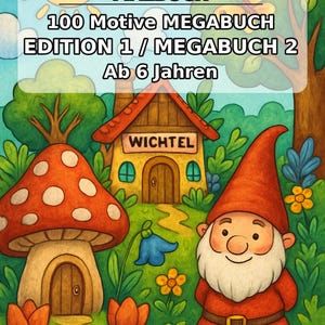 Livre de coloriage de gnomes pour enfants – 100 pages à colorier – Téléchargement PDF E1/B2 (DIN-A4) – Cadeau, activité, calendrier de l'Avent, anniversaire image 2