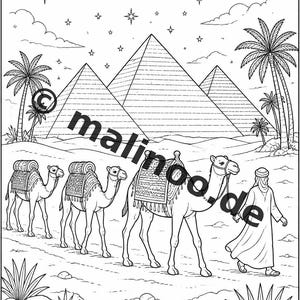 Livro de colorir do Egito, impresso, sem encadernação – 100 páginas para colorir para crianças – MEGA BOOK 01 Edição 1 (DIN A4) imagem 6