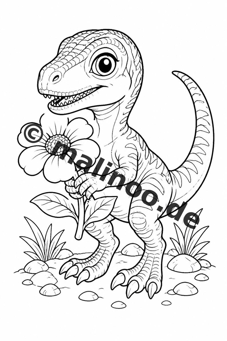 Baby Dinosaurs Coloring Book for Kids – 100 Coloring Pages – PDF Download E1/B3 (DIN-A4) – Gift, Activity, Advent Calendar, Birthday image 11