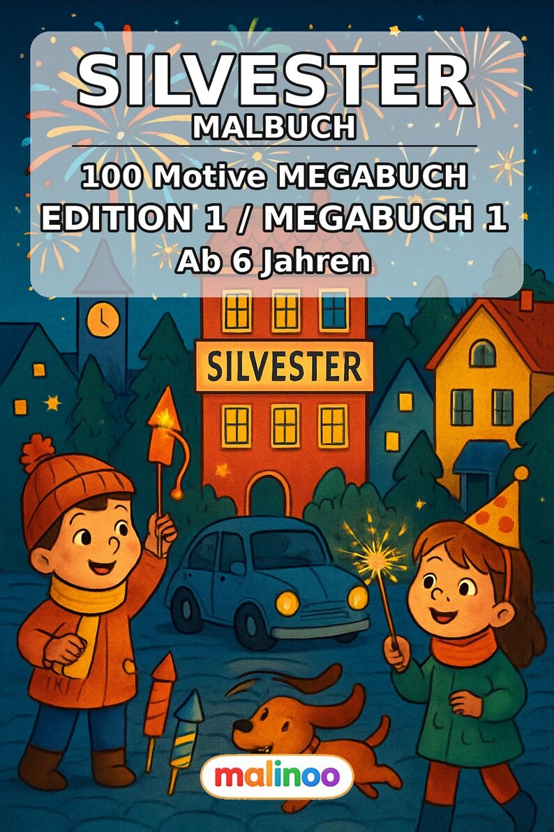 New Year's Eve coloring pages for children – activity for long car rides and flights – 100 coloring pages (PDF) E1 image 2