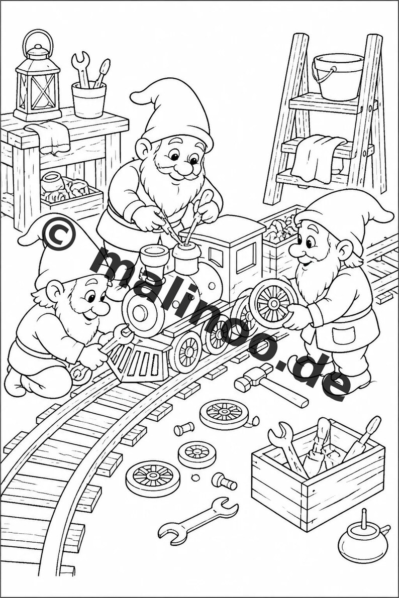 Kolorowanki z elfami dla dzieci – Prezent wielkanocny i element wielkanocnego koszyczka – 50 kolorowanek (PDF) E2/B1 zdjęcie 12