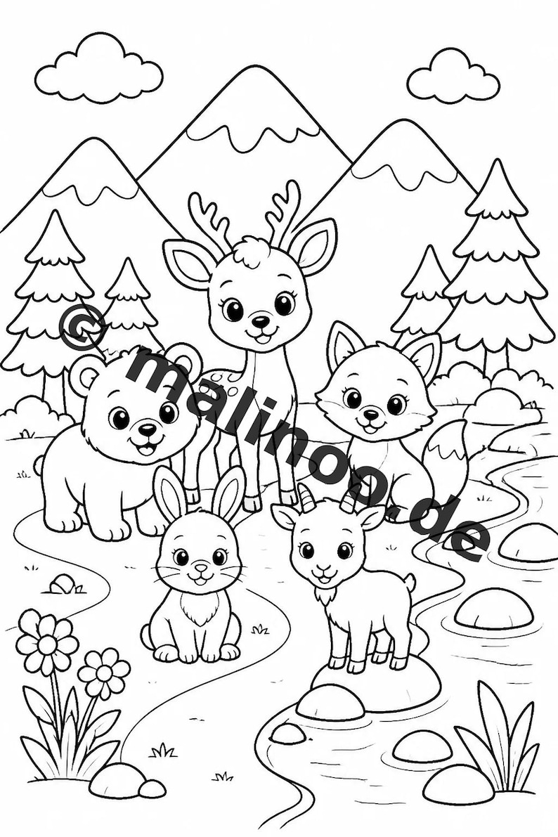 孫、名付け子、姪、甥への贈り物：動物の塗り絵ブック（100ページ収録、PDF形式）E2 画像 8