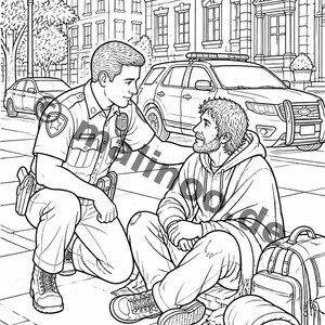 Libro para colorear de policías para niños: un descanso creativo sin pantallas – 20 páginas para colorear (DIN A5) E1/B1-5 imagen 10