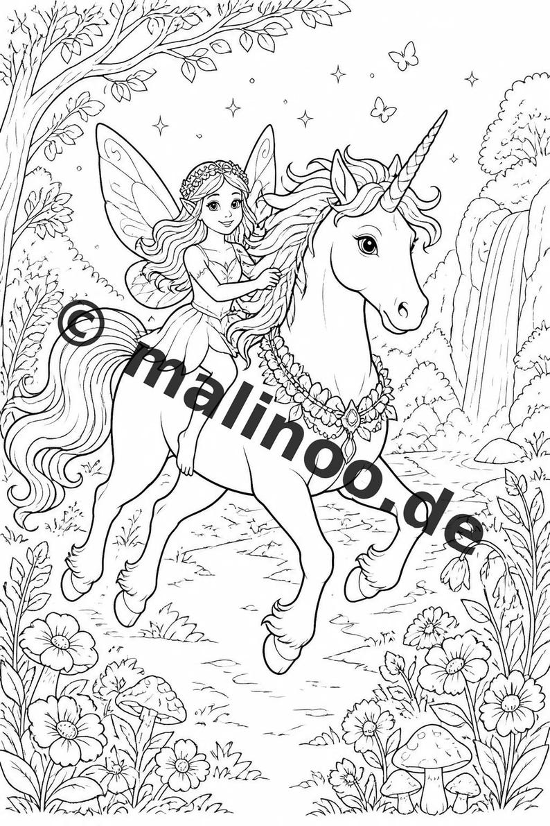 Pequeno presente de aniversário para crianças: Livro de colorir criativo de fadas com 50 páginas para colorir (PDF) E2/B1 imagem 10