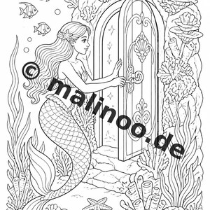 Meerjungfrauen Malbuch PDF Download digital – 100 Ausmalbilder für Kinder – MEGABUCH 01 Edition 1 (DIN-A4) imagem 10
