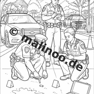 Police Coloring Book for Kids – 100 Coloring Pages – PDF Download E1/B4 (DIN-A4) – Gift, Activity, Advent Calendar, Birthday image 14