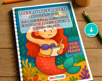 Mermaid Activity Book for Children – 100 Puzzle and Activity Pages – PDF Download E1/B1 (DIN-A4) – Gift, Activity