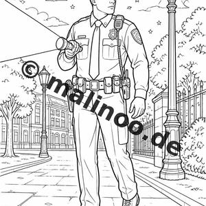 Livro de colorir policial para crianças – 50 páginas para colorir – Download em PDF E1/B5 (DIN-A4) – Presente, atividade para viagens, aniversário, diversão garantida imagem 5