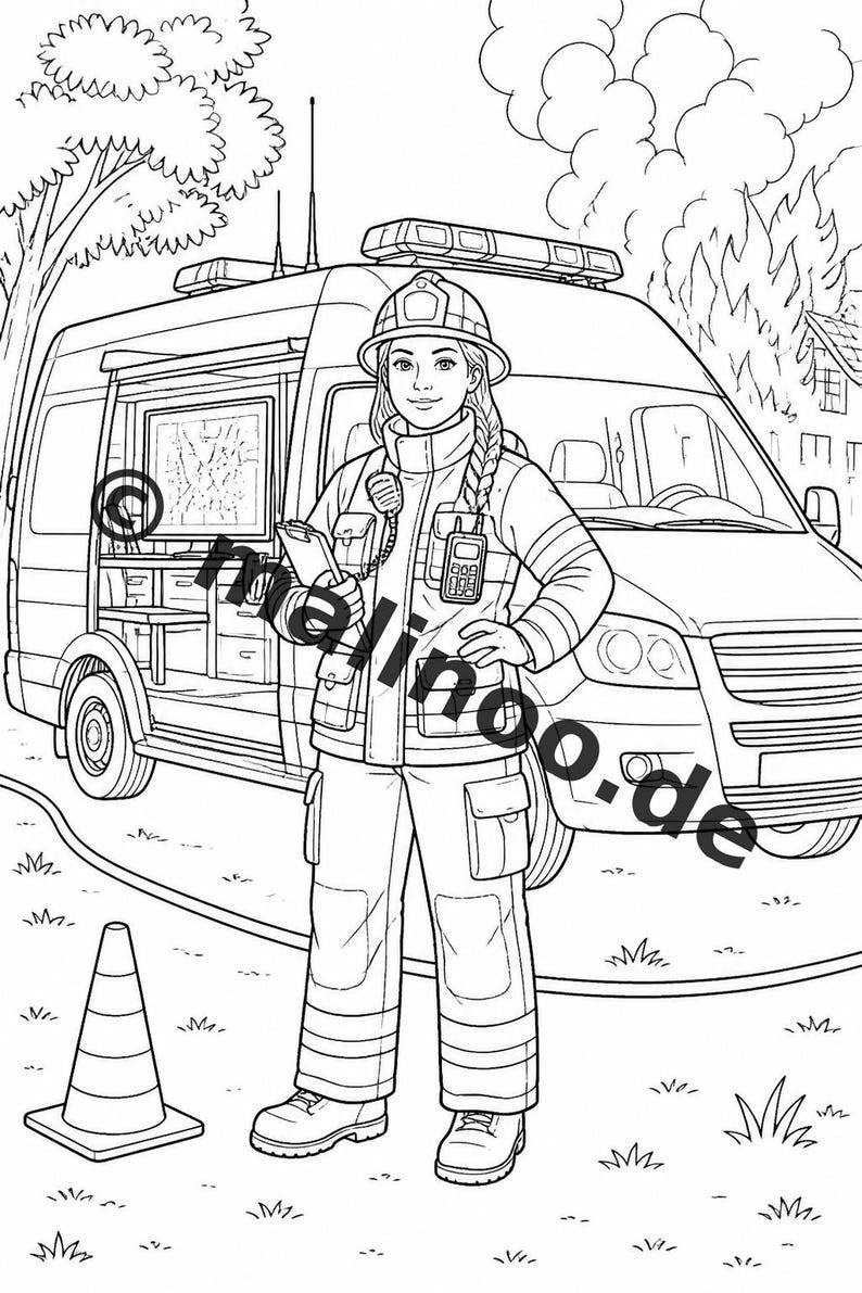 Fire Coloring Book for Kids – 20 Coloring Pages – PDF Download E1/B1 (DIN-A4) – Party Favor, Gift, Children's Birthday Party, Guest Gift image 11
