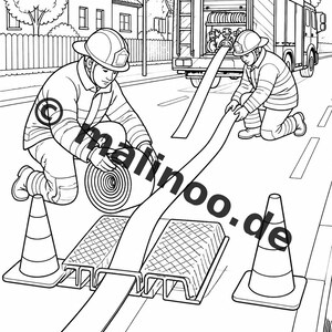 Libro para colorear de bomberos en formato PDF (descarga digital): 100 páginas para colorear para niños – MEGA LIBRO 01 Edición 1 (DIN A4) imagen 14
