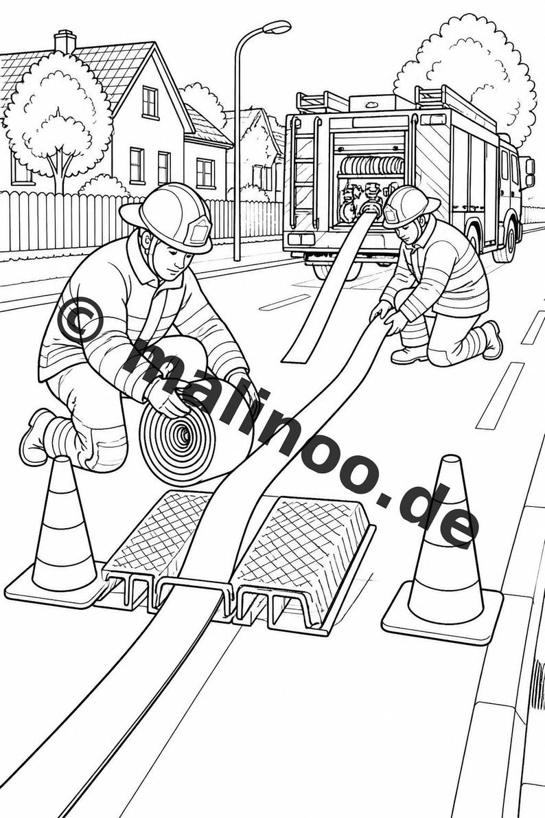 Libro para colorear de bomberos en formato PDF (descarga digital): 100 páginas para colorear para niños – MEGA LIBRO 01 Edición 1 (DIN A4) imagen 14