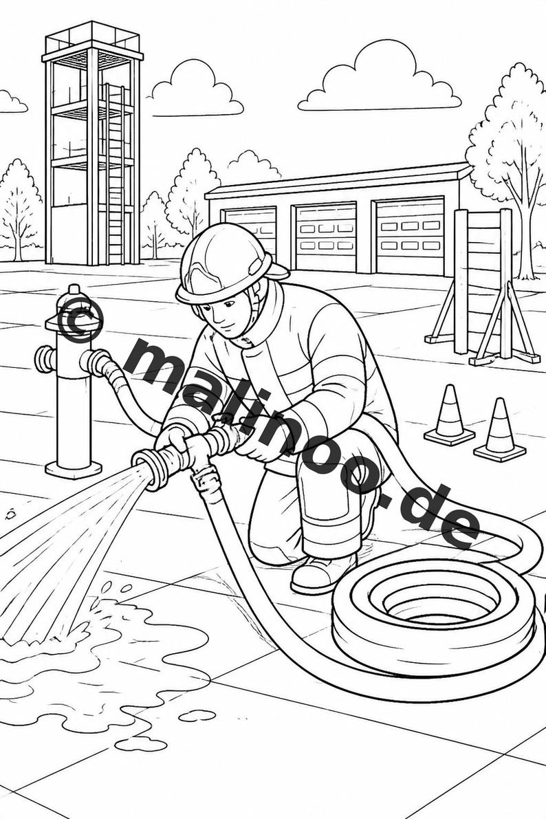 Brandman Målarbok, tryckt, obunden – 100 målarbilder för barn – MEGA BOOK 01 Utgåva 1 (DIN A4) bild 16