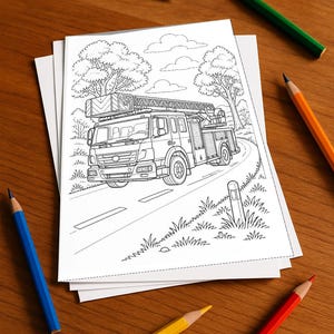 Firefighter coloring book, printed, unbound – 50 coloring pages for children – Volume 6, Edition 1 (DIN A4)