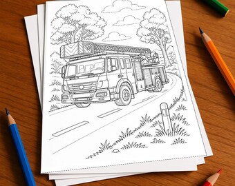 Libro para colorear de bomberos, impreso, sin encuadernar – 50 páginas para colorear para niños – Volumen 6, Edición 1 (DIN A4)