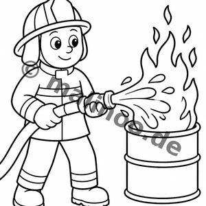 Feuerwehr Comic-Style Malbuch zum Ausmalen für Kinder – ruhige Beschäftigung für Regentage zu Hause – 50 Ausmalbilder (DIN-A4) E2/B1-2 afbeelding 7