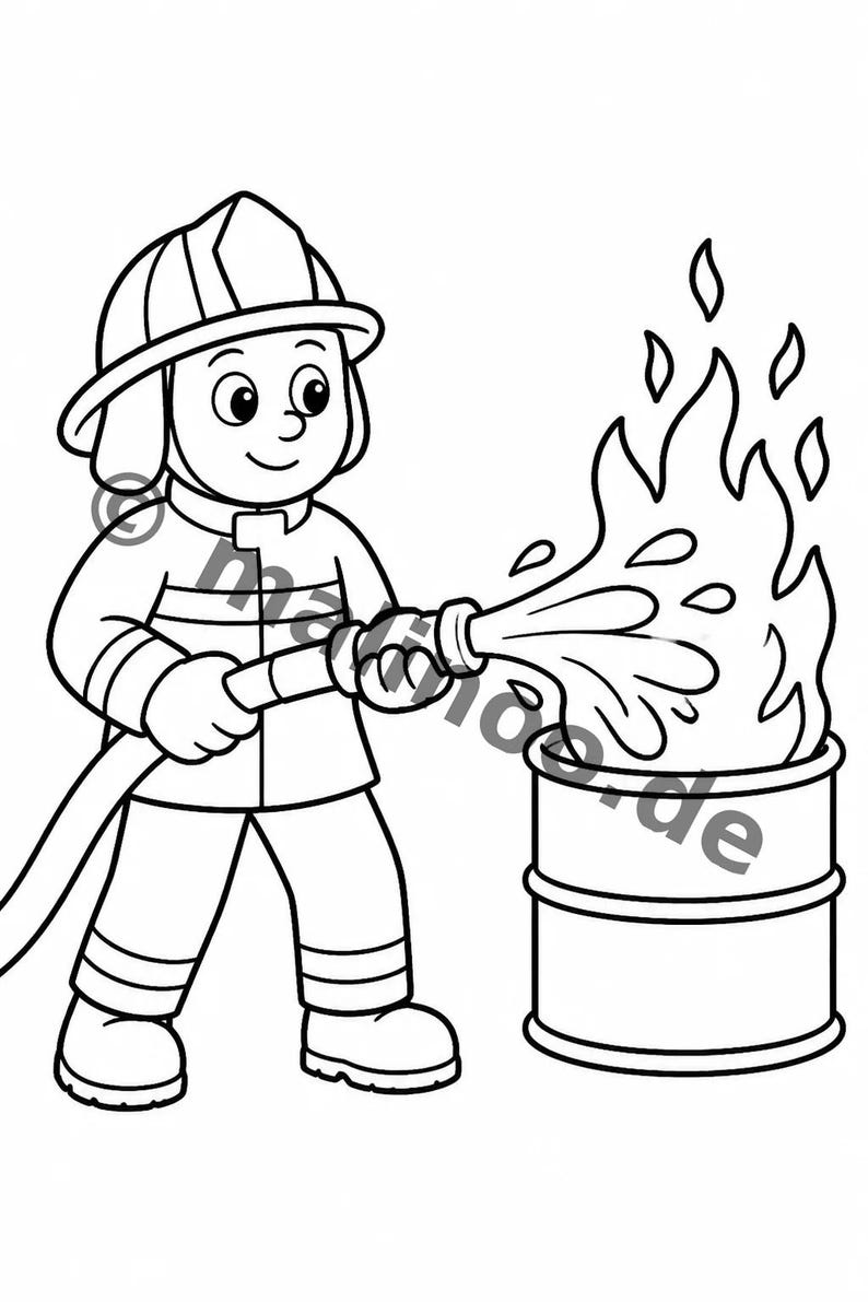 Feuerwehr Comic-Style Malbuch zum Ausmalen für Kinder – ruhige Beschäftigung für Regentage zu Hause – 50 Ausmalbilder (DIN-A4) E2/B1-2 afbeelding 7