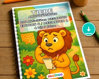 Animals Activity Book for Children – 100 Puzzle and Activity Pages – PDF Download E1/B1 (DIN-A4) – Gift, Activity, Advent Calendar