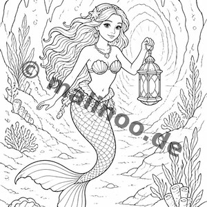 Gift idea for grandchildren and godchildren: Mermaid coloring book with 100 coloring pages (DIN A4) E6 image 12