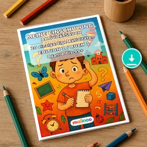 For kindergarten, daycare and preschool: My first day of school - printable puzzle sheets with 20 puzzle and activity pages (PDF) E1/B1 image 1