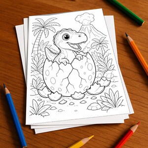 Baby-Dinosaurier Malbuch gedruckt, ungebunden – 100 Ausmalbilder für Kinder – MEGABUCH 01 Edition 1 (DIN-A4) Bild 1