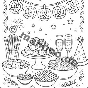 New Year's Eve coloring pages for children – activity for long car rides and flights – 100 coloring pages (PDF) E1 image 11