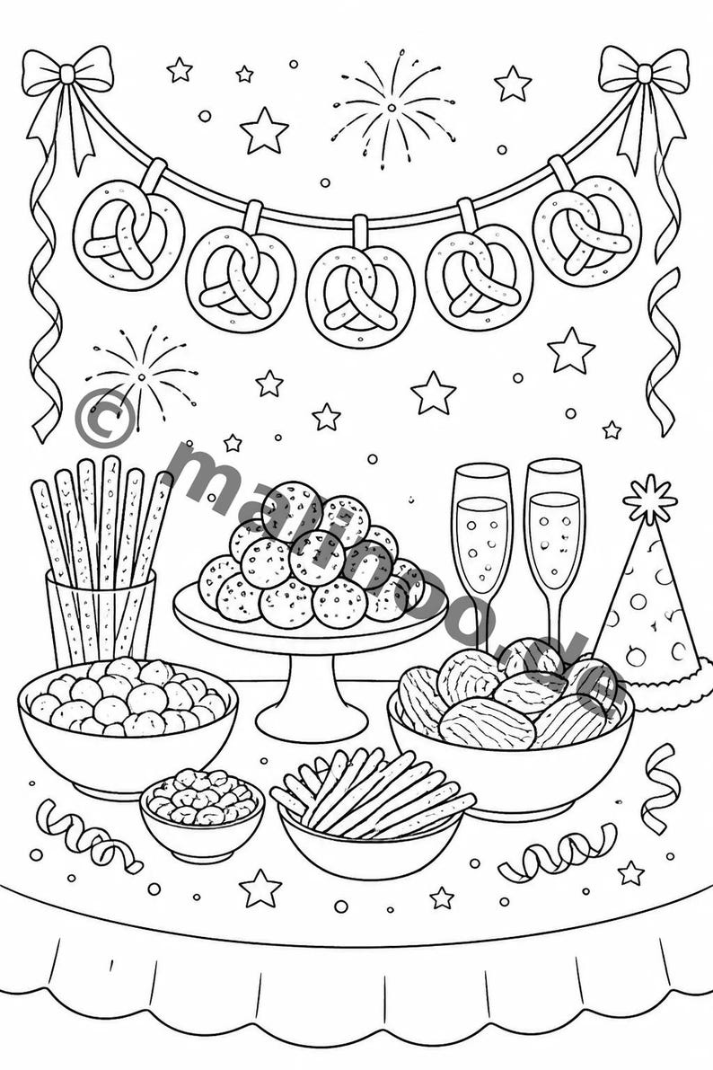 New Year's Eve coloring pages for children – activity for long car rides and flights – 100 coloring pages (PDF) E1 image 11