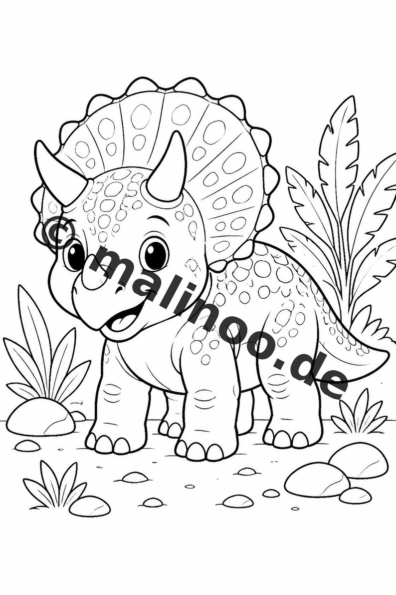 Baby Dinosaurs Coloring Book for Kids – 100 Coloring Pages – PDF Download E1/B3 (DIN-A4) – Gift, Activity, Advent Calendar, Birthday image 6