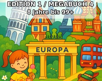 Kolorowanka Europa w formacie PDF do pobrania w wersji cyfrowej – 100 kolorowanek dla dzieci – MEGA BOOK 04 Wydanie 1 (DIN A4)