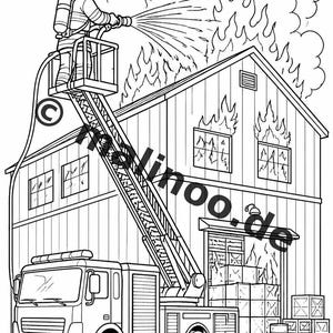 Livre de coloriage de pompiers à télécharger au format PDF – 20 pages à colorier pour enfants – Livre 02, Édition 1 (DIN-A4) image 17