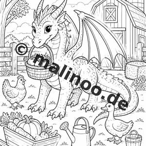 Drachen Malbuch Kinder – 100 Ausmalbilder – PDF Download E1/B1 (DIN-A4) – Geschenk, Beschäftigung, Adventskalender, Geburtstag Bild 9