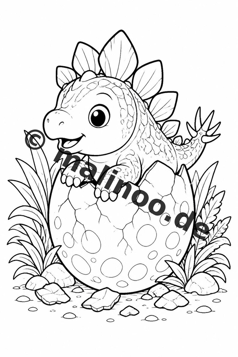 Kolorowanka „Dziecko dinozaura” w formacie PDF do pobrania w wersji cyfrowej – 50 kolorowanek dla dzieci – tom 1, wydanie 1 (DIN A4) zdjęcie 8