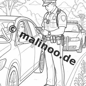 Livro de colorir policial para crianças – 50 páginas para colorir – Download em PDF E1/B5 (DIN-A4) – Presente, atividade para viagens, aniversário, diversão garantida imagem 18
