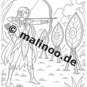 Elf Coloring Book for Children – 100 Coloring Pages – PDF Download E1/B1 (DIN-A4) – Gift, Activity, Advent Calendar, Birthday image 10