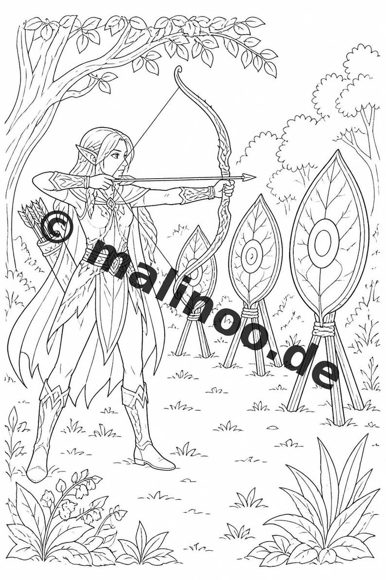 Elf Coloring Book for Children – 100 Coloring Pages – PDF Download E1/B1 (DIN-A4) – Gift, Activity, Advent Calendar, Birthday image 10