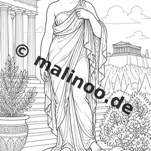 Greece Coloring Book for Kids – 50 Coloring Pages – PDF Download E1/B1 (DIN-A4) – Gift, Travel Activity, Birthday, Activity image 4