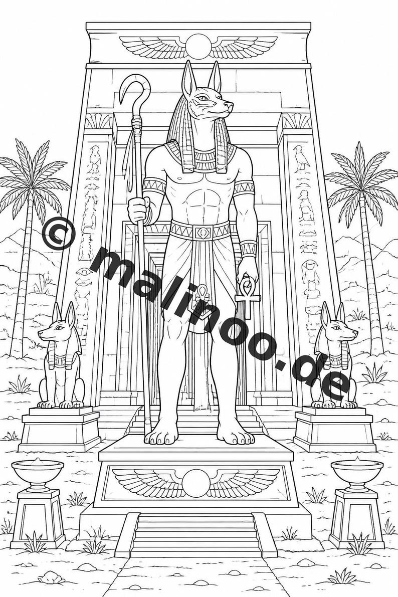 Livro de colorir do Egito, impresso, sem encadernação – 100 páginas para colorir para crianças – MEGA BOOK 01 Edição 1 (DIN A4) imagem 14