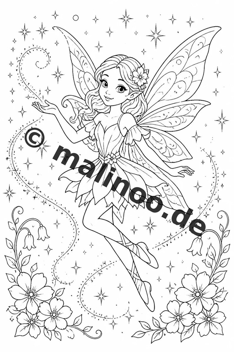 Pequeno presente de aniversário para crianças: Livro de colorir criativo de fadas com 50 páginas para colorir (PDF) E2/B1 imagem 12