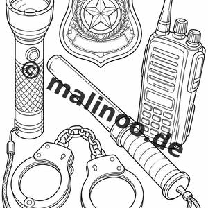 Police Coloring Book for Kids – 50 Coloring Pages – PDF Download E1/B3 (DIN-A4) – Gift, Travel Activity, Birthday, Activity image 13