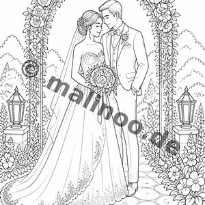 Wedding coloring book as a PDF for children – varied motifs for kindergarten and school children – 20 coloring pages E1/B3 image 3