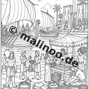 Libro para colorear de Egipto para niños – 20 páginas para colorear – Descarga en PDF E1/B4 (DIN-A4) – Recuerdos de fiesta, regalos, fiestas de cumpleaños infantiles, recuerdos de fiesta imagen 11