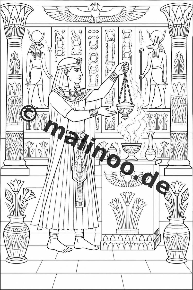 Ägypten Malbuch Kinder – 100 Ausmalbilder – PDF Download E1/B4 (DIN-A4) – Geschenk, Beschäftigung, Adventskalender, Geburtstag Bild 7