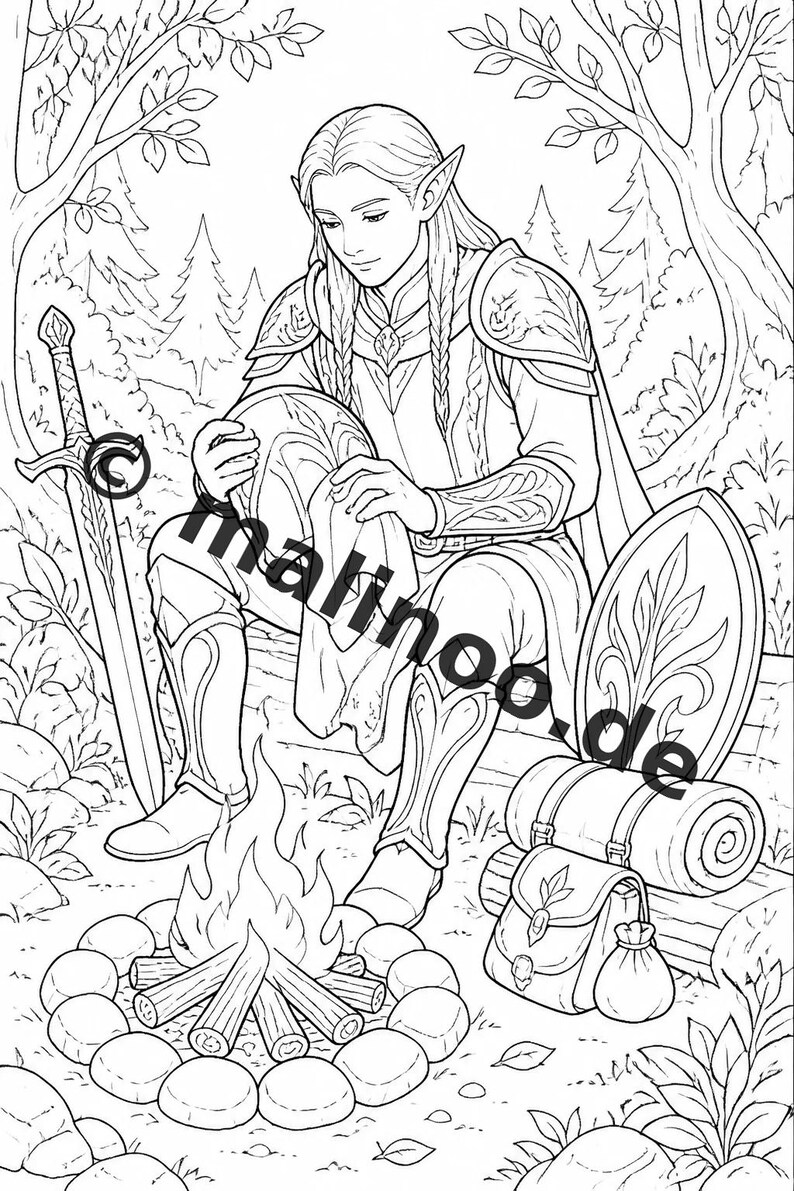 Elf Coloring Book for Children – 100 Coloring Pages – PDF Download E1/B1 (DIN-A4) – Gift, Activity, Advent Calendar, Birthday image 6