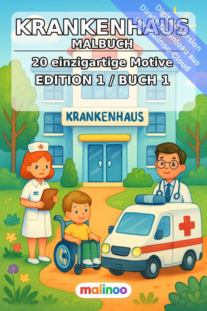 Hospital Coloring Book PDF Download Digital – 20 Coloring Pages for Children – Book 01 Edition 1 (DIN-A4) image 2