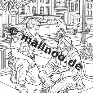 Police Coloring Book for Kids – 50 Coloring Pages – PDF Download E1/B5 (DIN-A4) – Gift, Travel Activity, Birthday, Keeps Entertaining image 6