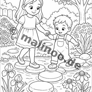 Große Schwester Malvorlagen für Kinder – fördert Feinmotorik und Konzentration – 20 Ausmalbilder (PDF) E1/B3 Bild 4